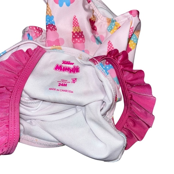 Minnie Mouse pink ruffle bathing suit swimsuit 24m Disney jr. ice cream like new - Picture 4 of 4